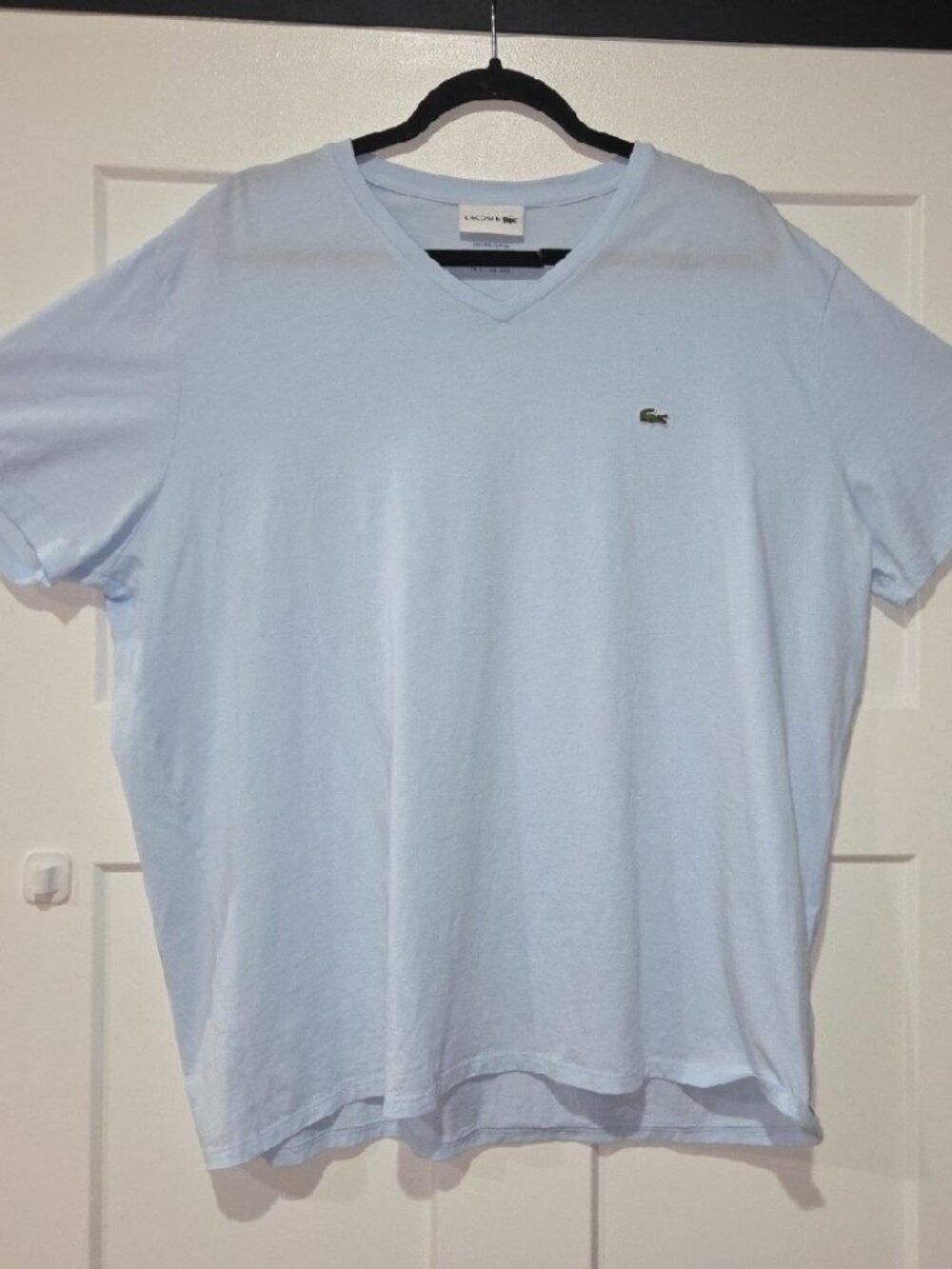 Lacoste Men's Light Blue V-Neck Pima Cotton Tee 3 XL Regular - Runs Small
